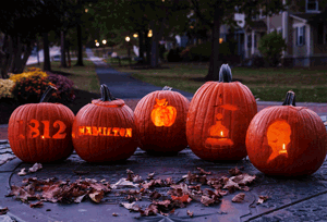 Carved pumpkins on the Hamilton map