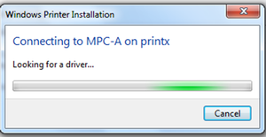 Windows Printer Installation window