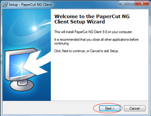 PaperCut NG Client Window