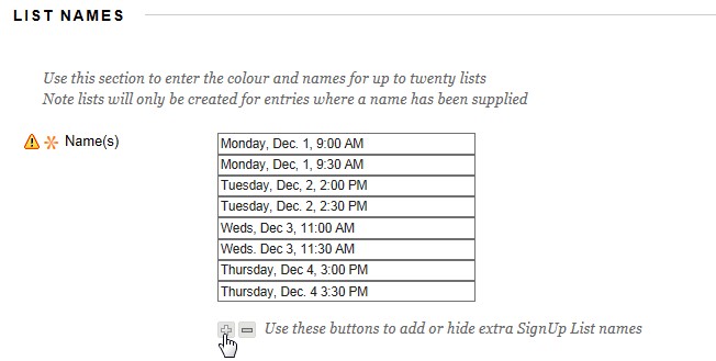 Time slot sign up sheet template