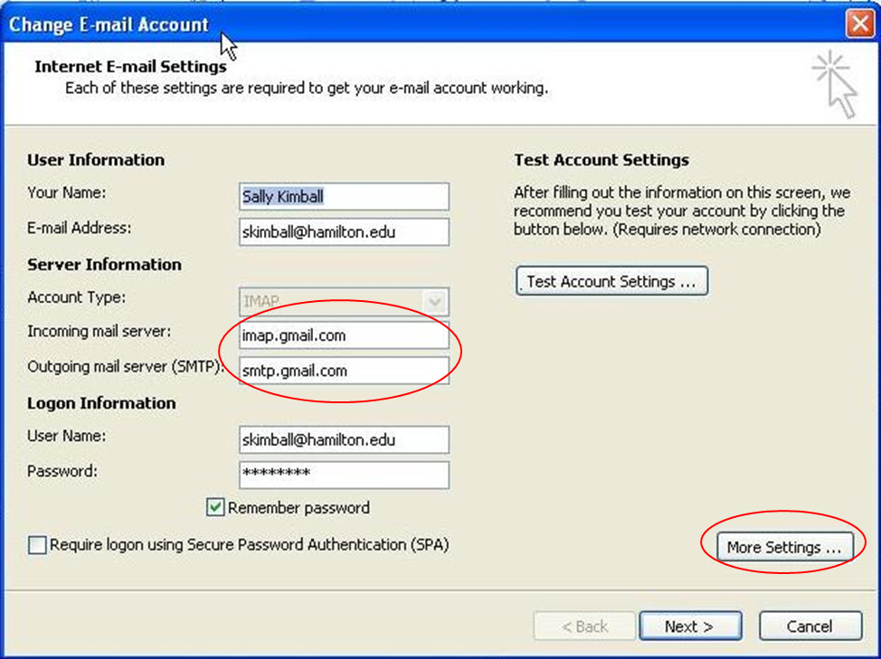 configuring e-mail account